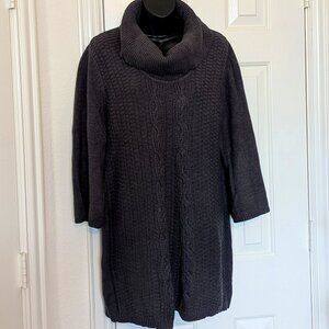 Karen Scott Gray Cowl Necked Sweater Tunic Size Large